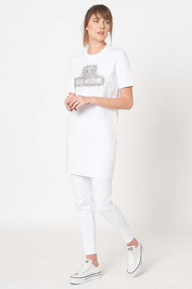 Love Moschino Rochie tip tricou cu logo si strasuri Femei