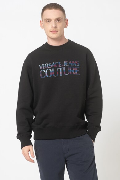 Versace Jeans Couture Bluza sport cu decolteu la baza gatului si logo contrastant Barbati
