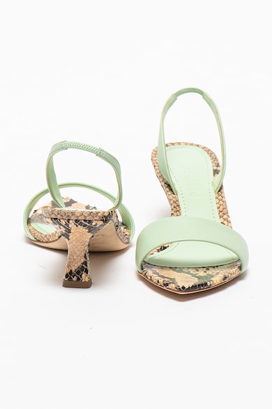 3JUIN Sandale slingback de piele cu detalii cu aspect de piele de sarpe Orchid Femei