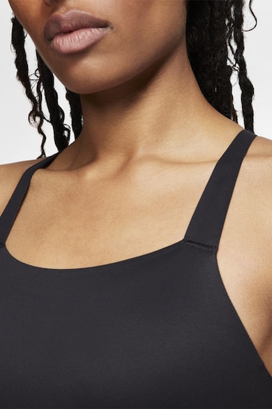 Nike Bustiera cu bretele incrucisate si tehnologie Dri-FIT, pentru fitness Swoosh Luxe Femei