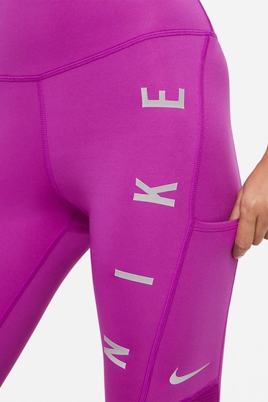 Nike Colanti cu talie inalta, tehnologie Dri-Fit si imprimeu logo pentru alergare Fast Run Division Femei