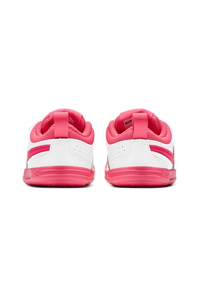 Nike Pantofi sport de piele si piele ecologica, cu velcro, Pico 5, Alb/Roz Fete