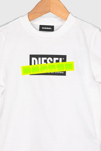 Diesel Tricou cu decolteu la baza gatului si imprimeu logo Fete