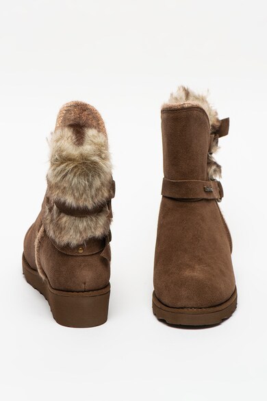 BEARPAW Ghete de piele intoarsa cu finisaj rezistent la apa si insertii de blana sintetica Arielle Femei