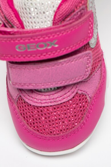 Geox Pantofi sport din piele ecologica si insertii din plasa Fete
