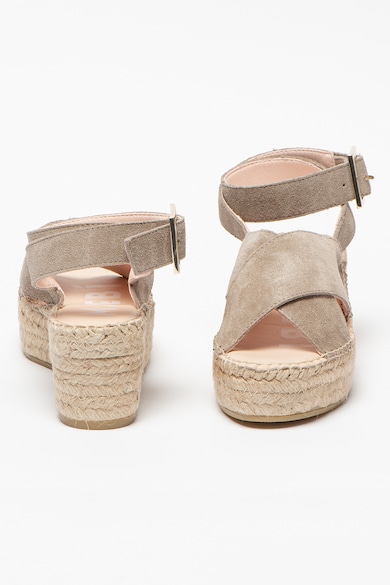 Manebi Sandale tip espadrile de piele intoarsa cu talpa wedge Femei