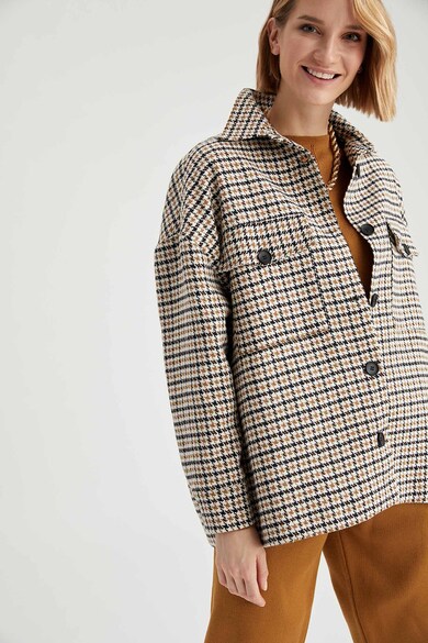 DeFacto Palton cu model houndstooth supradimensionat Femei