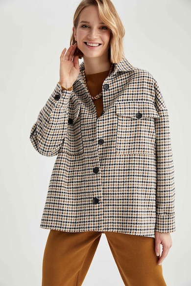 DeFacto Palton cu model houndstooth supradimensionat Femei