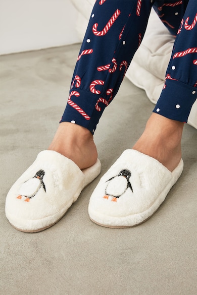 Trendyol Papuci de casa cu broderie cu pinguini Femei