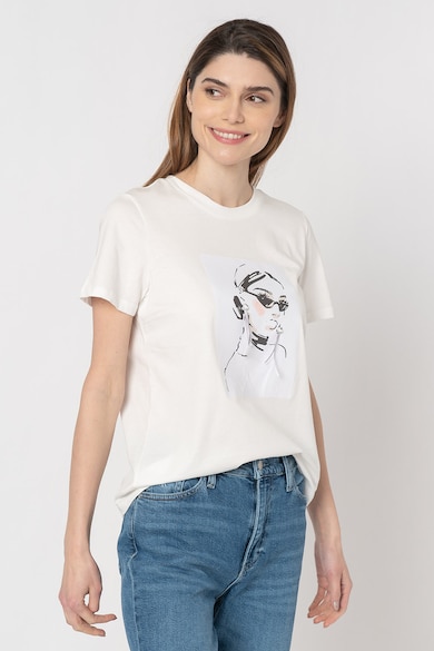 Vero Moda Tricou de bumbac organic cu strasuri Flansa Femei