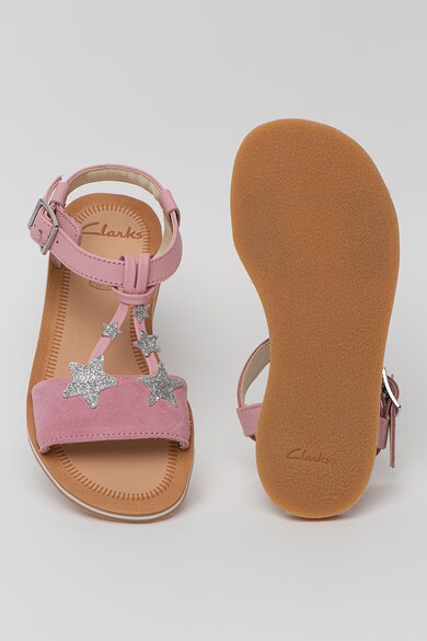 Clarks Sandale de piele si piele intoarsa Finch Summer Fete