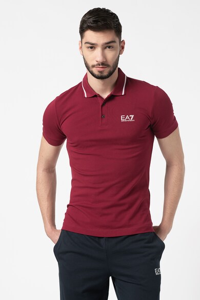 EA7 Tricou polo din bumbac cu material pique Barbati