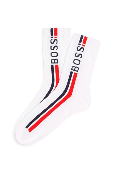 BOSS Set 2 perechi de sosete, baieti, cu model colorblock, Rosu/Alb/Bleumarin Baieti