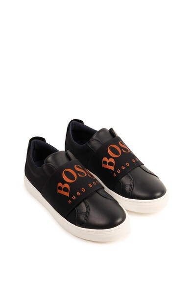 BOSS Hugo Boss, Pantofi slip-on de piele cu banda logo Baieti