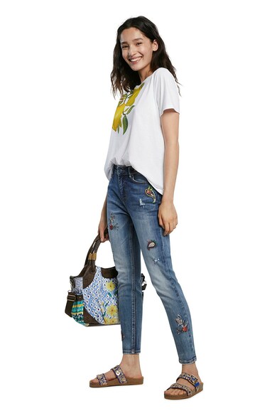 DESIGUAL Blugi slim fit cu detalii brodate Femei