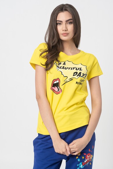 Love Moschino Tricou cu decolteu la baza gatului si imprimeu grafic Femei