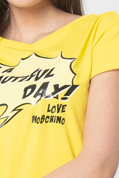 Love Moschino Tricou cu decolteu la baza gatului si imprimeu grafic Femei