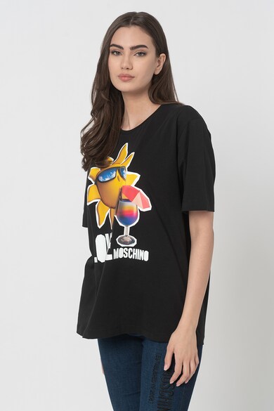 Love Moschino Tricou cu imprimeu si maneci cazute Femei