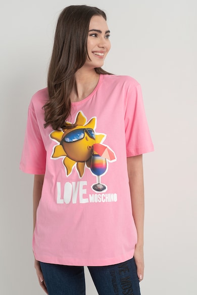 Love Moschino Tricou cu imprimeu si maneci cazute Femei