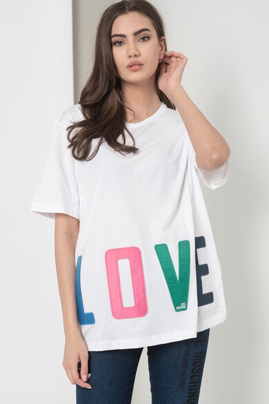 Love Moschino Tricou lejer cu imprimeu text Femei