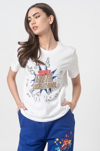 Love Moschino Tricou cu imprimeu grafic si decorat cu strasuri Femei