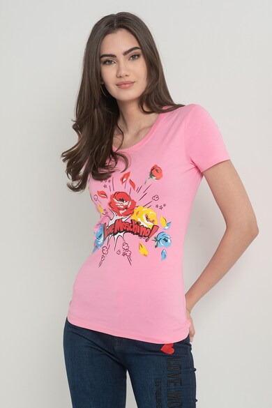 Love Moschino Tricou din amestec de bumbac cu imprimeu Femei