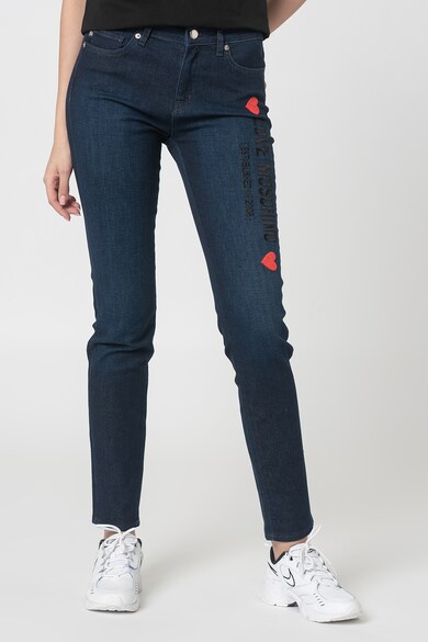 Love Moschino Blugi slim fit cu logo brodat Femei