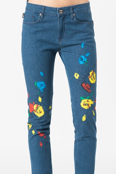 Love Moschino Blugi skinny cu talie joasa si imprimeu floral Femei