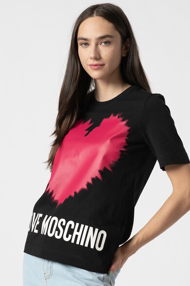 Love Moschino Kerek nyakú logómintás dzsörzépóló női