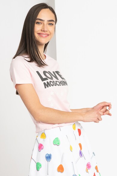Love Moschino Tricou cu imprimeu grafic si logo Femei