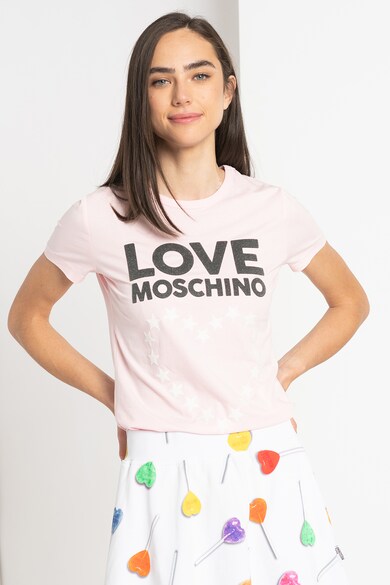 Love Moschino Tricou cu imprimeu grafic si logo Femei