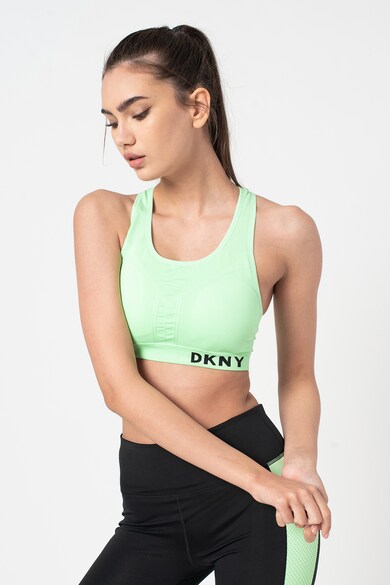 DKNY Bustiera cu logo si spate decupat, pentru fitness Femei