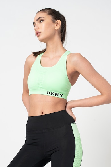 DKNY Bustiera cu logo si spate decupat, pentru fitness Femei