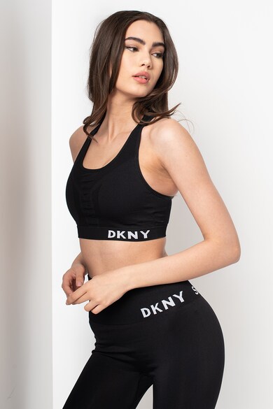 DKNY Bustiera cu logo si spate decupat, pentru fitness Femei