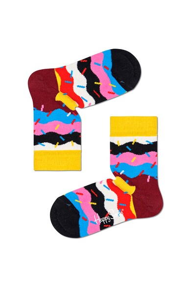 Happy Socks Set 3 perechi de sosete, unisex, cu imprimeu prajiturele, Multicolor Fete