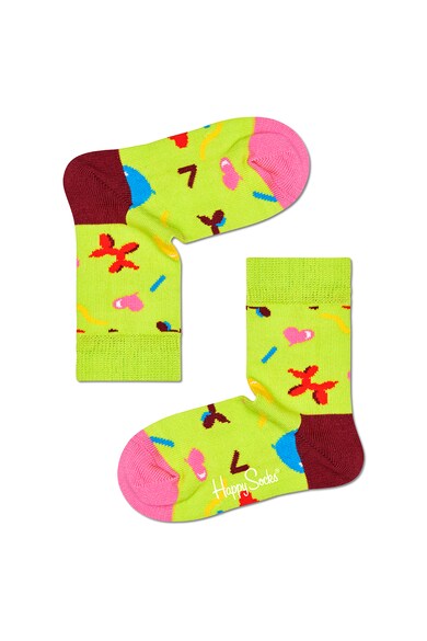 Happy Socks Set 2 perechi de sosete, unisex, cu imprimeuri diverse, Albastru/Verde fistic Fete