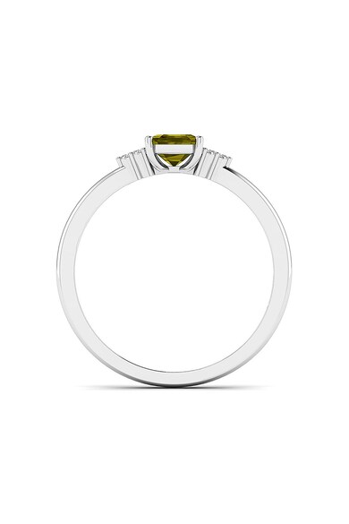 Dhamont Inel de aur alb de 14K decorat cu sase diamante si un turmalin Femei