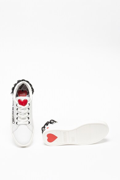 Love Moschino Pantofi sport din piele cu lant decorativ Femei