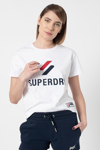 SUPERDRY Tricou cu decolteu la baza gatului si broderie logo Classic Femei