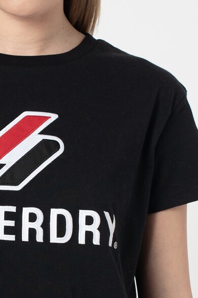 SUPERDRY Tricou cu decolteu la baza gatului si broderie logo Classic Femei