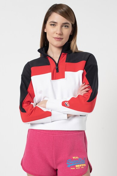 SUPERDRY Sportstyle Dolman pulóver cipzáros hasítékkal és polárbetétekkel női