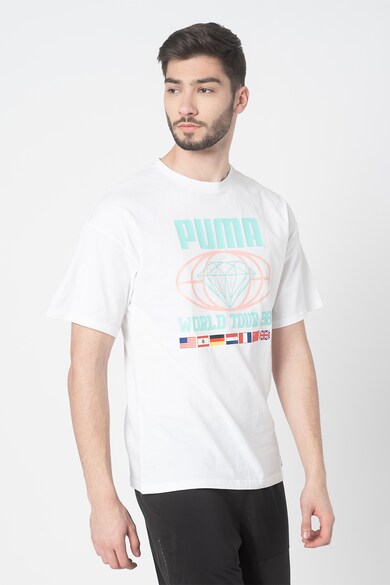 Puma Tricou cu decolteu la baza gatului si logo Barbati