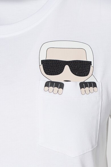 Karl Lagerfeld Tricou de bumbac organic cu aplicatii cu strasuri Ikonik Femei