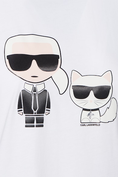 Karl Lagerfeld Tricou din bumbac organic cu decolteu la baza gatului Ikonik Femei