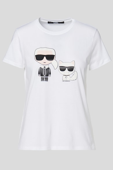 Karl Lagerfeld Tricou din bumbac organic cu decolteu la baza gatului Ikonik Femei