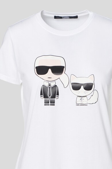 Karl Lagerfeld Tricou din bumbac organic cu decolteu la baza gatului Ikonik Femei