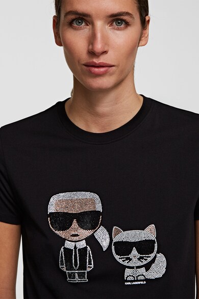 Karl Lagerfeld Tricou din bumbac organic cu aplicatie logo Ikonik Karl Femei