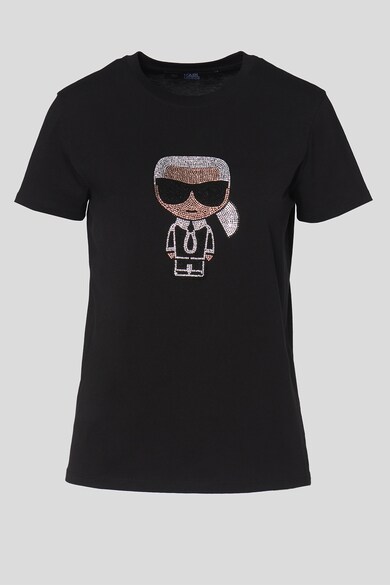 Karl Lagerfeld Tricou din bumbac organic cu aplicatie logo Ikonic Karl Femei