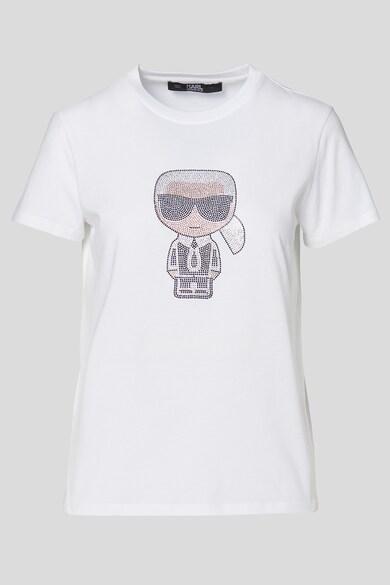 Karl Lagerfeld Tricou din bumbac organic cu aplicatie logo Ikonic Karl Femei