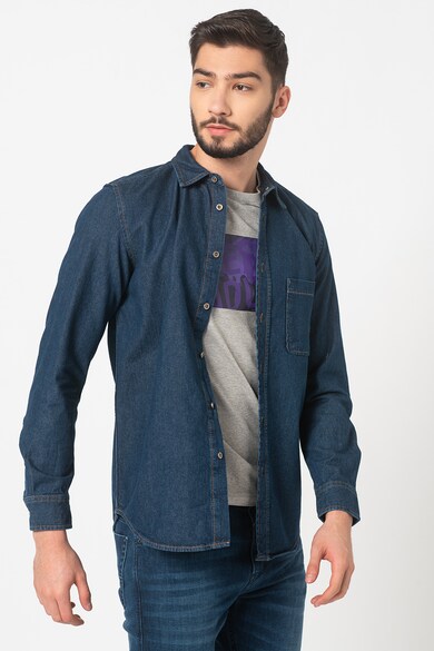 Diesel Camasa din denim cu cusaturi contrastante D-Billy Barbati